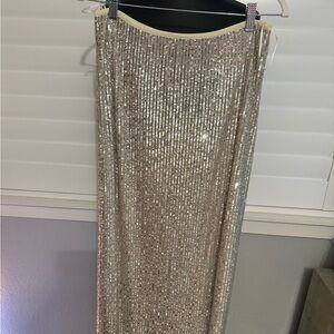 Dressed in LALA Champagne Sequin Maxi Skirt